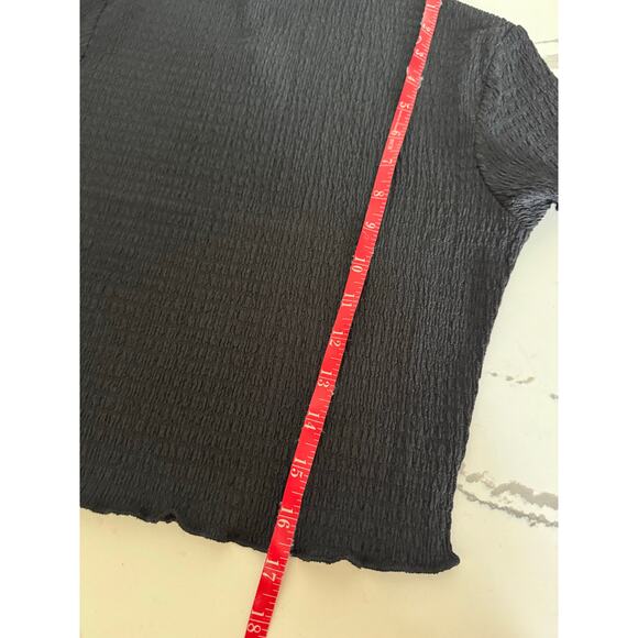 NWT Princess Polly Cropped Stretchy Blouse Black Short Sleeve Size US 4 (S) - Picture 7 of 10